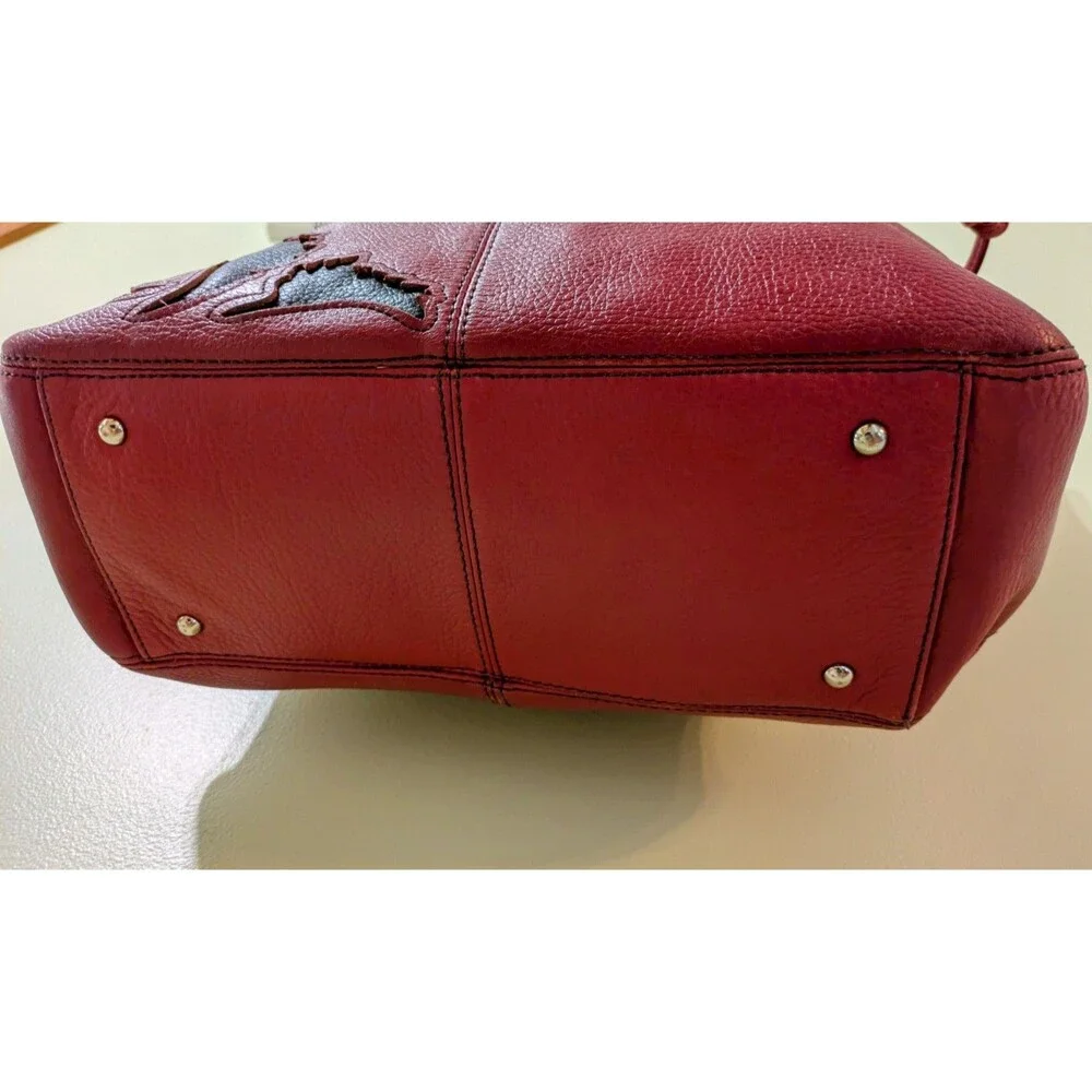 Bradley Large Red Shoulder Bag With Black Inlay, Quality Heavy Leather! Not Vera - Picture 12 of 12